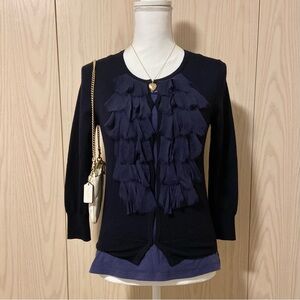 Vintage J. Crew 100% Merino Wool Sweater Womens Small Hook Closure Cardigan Blue